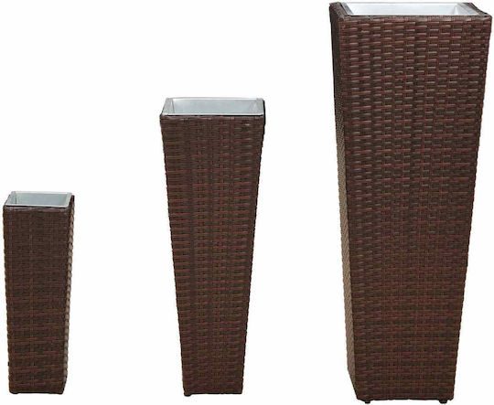 vidaXL Set of 3 Metallic Brown Flower Pots 30x30cm