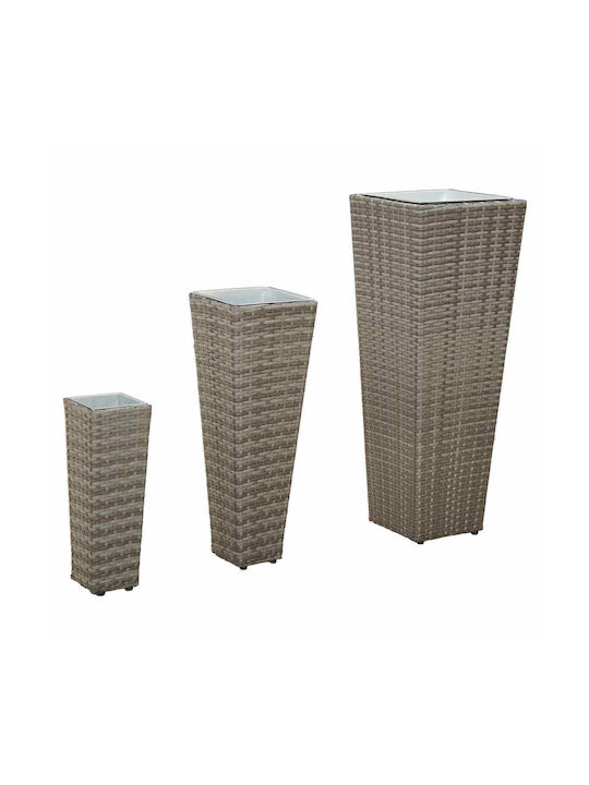 vidaXL Set of 3 Metallic Grey Flower Pots