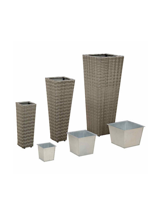 vidaXL Set of 3 Metallic Grey Flower Pots