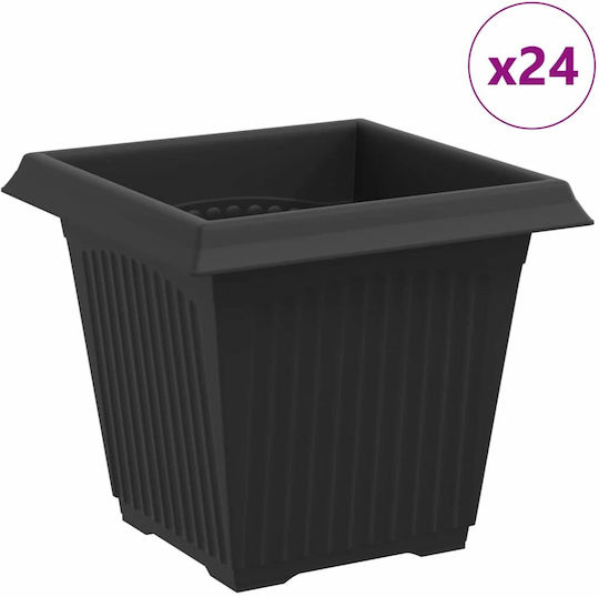 vidaXL Satz 24 Kunststoff Pflanzgefäße Schwarz