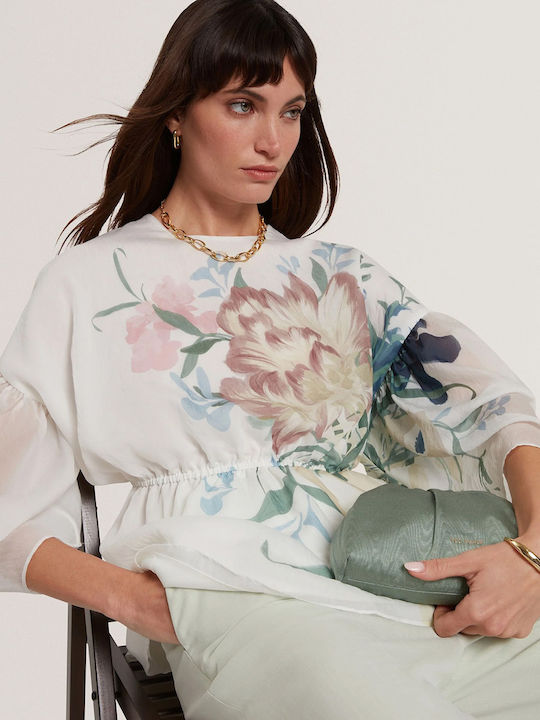 Women's Blouse with 3/4 Sleeve Beige