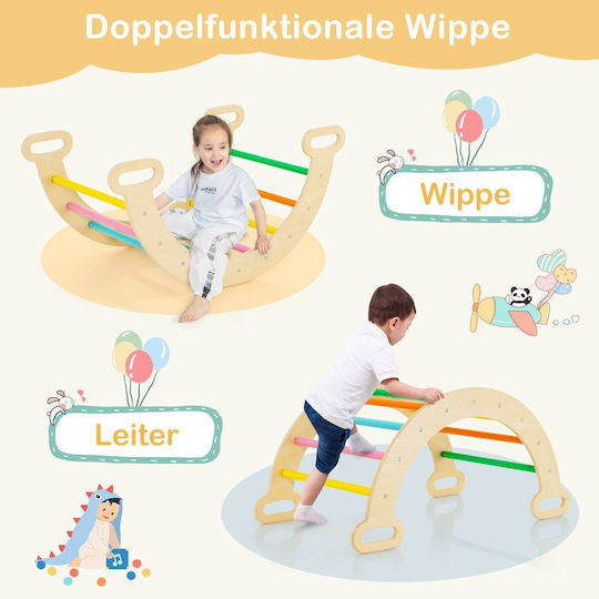 Costway Triunghi de Cățărare Set cu Leagăn Multicolor pentru 1+ Ani
