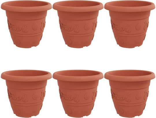 vidaXL Set 6 Kunststoff-Blumentöpfe Terrakotta 39x32cm