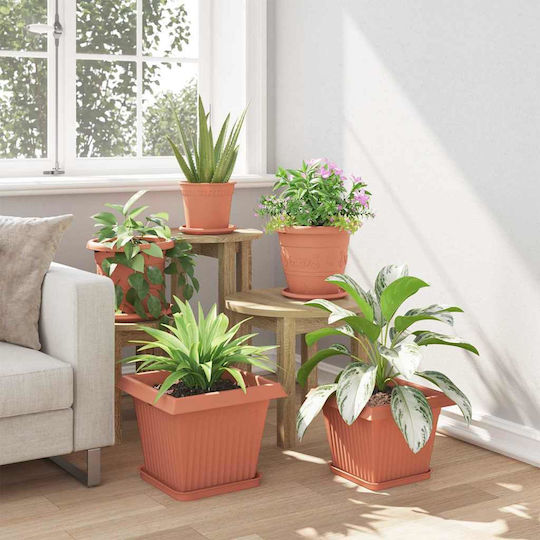 vidaXL Set of 6 Plastic Flower Pots in Terracotta vidaXL Set of 6 Plastic Flower Pots in Terracotta