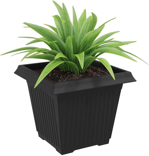 vidaXL Set of 6 Plastic Flower Pots Black 38x30cm