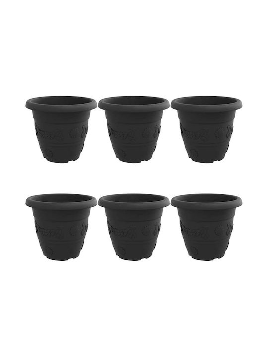 vidaXL Set 6 Kunststoff Pflanzgefäße Schwarz