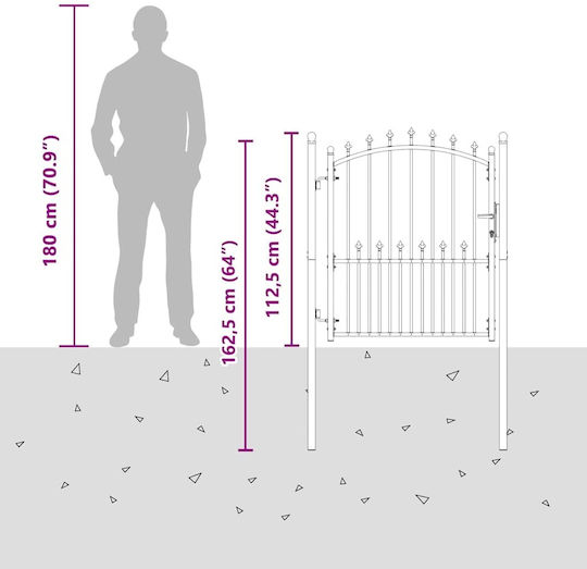 vidaXL Metal Fence Gate with Spears in Green Color 1.25x1.0m