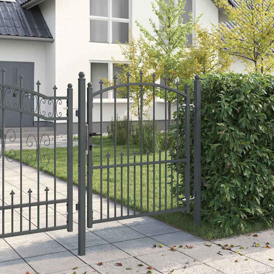 vidaXL Metal Fence Gate with Spears in Gray Color 1.0x1.25m