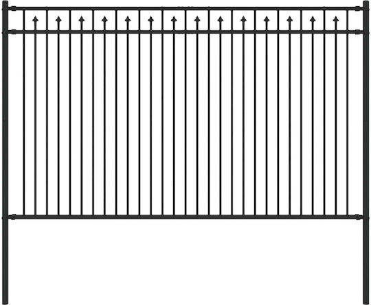 vidaXL Metal Fence Railings in Black Color 1.66x2.0m