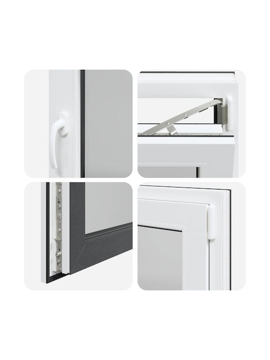 vidaXL Hinged PVC Window W100xH50cm