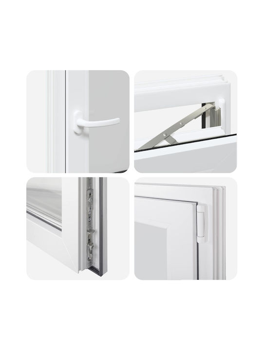 vidaXL Hinged PVC Window W50xH75cm