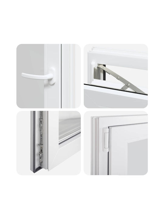 vidaXL Hinged PVC Window W60xH90cm