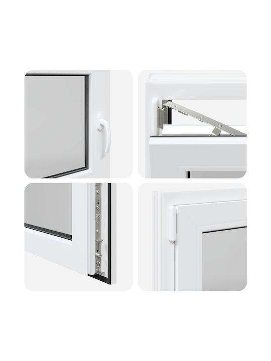 vidaXL Hinged PVC Window Risor P100xH70cm
