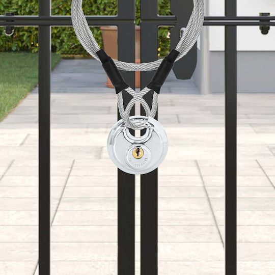 vidaXL Steel Padlock Brass with Key 70mm Silver 2pcs
