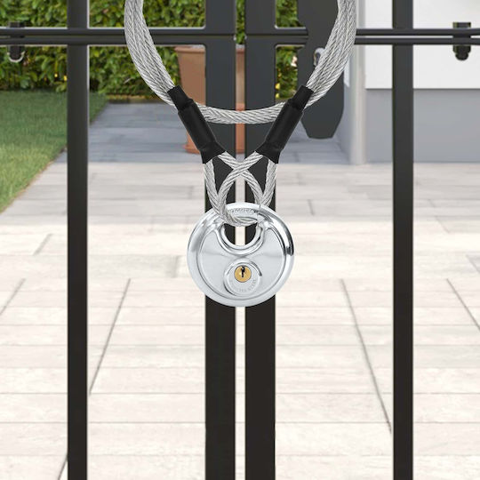 vidaXL Steel Padlock Discus Padlock with Key 90mm Silver 2pcs