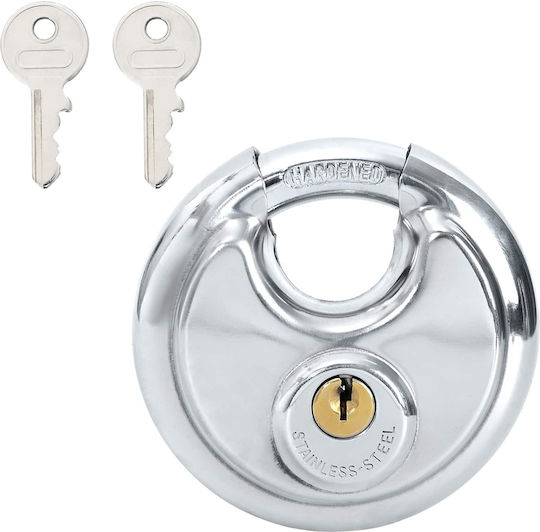 vidaXL Steel Padlock Discus Padlock with Key 90mm Silver 2pcs