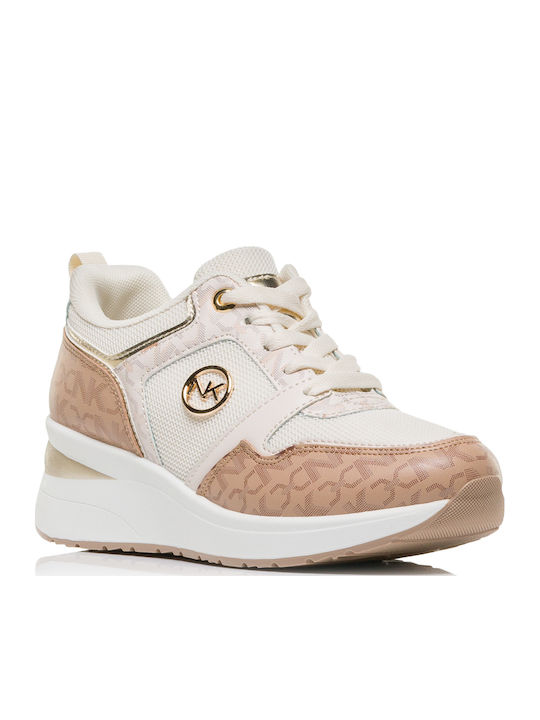 Γυναικεία Ανατομικά Flatforms Sneakers Μπεζ
