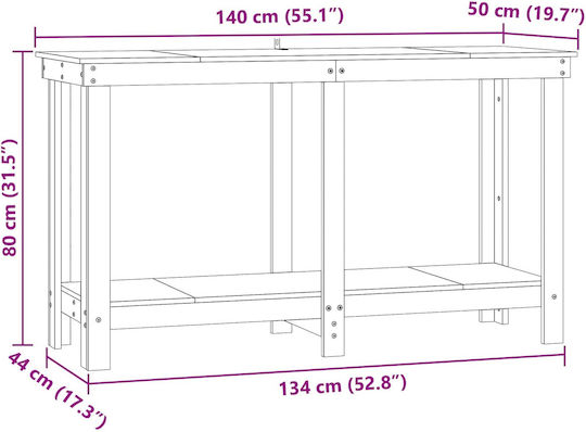 vidaXL Πάγκος Εργασίας 140x50x80cm 870301