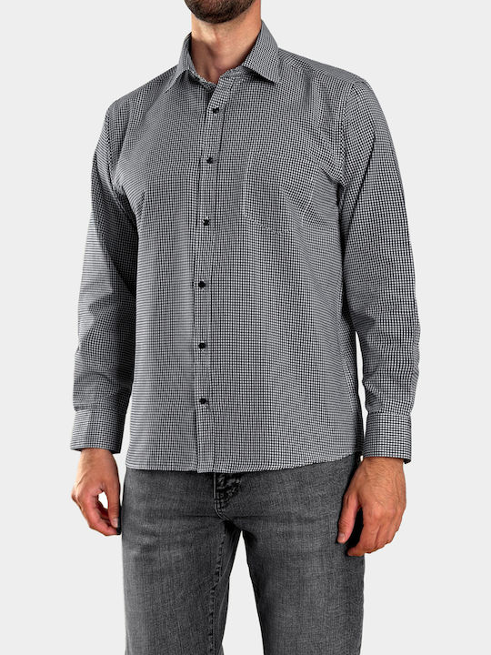 Long Sleeve Shirt Regular Fit Checked Black