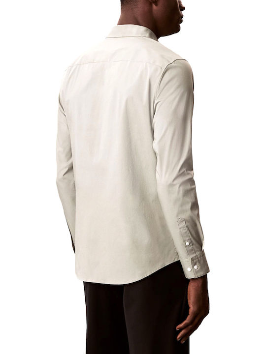 Calvin Klein Long Sleeve Shirt in Slim Fit Khaki