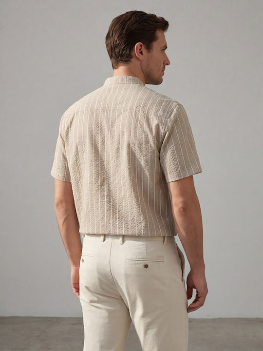 Short Sleeve Striped Brown Shirt