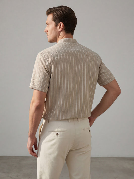 Short Sleeve Striped Brown Shirt