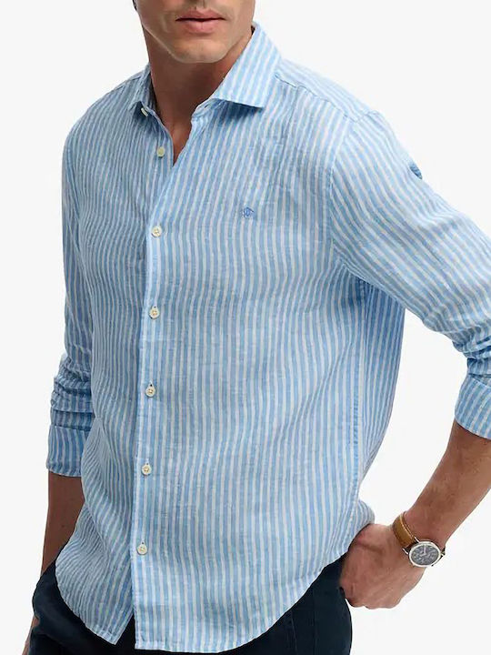 Classic Μακρυμάνικo Λινό Πουκάμισο Ριγέ Classic Blue Stripe