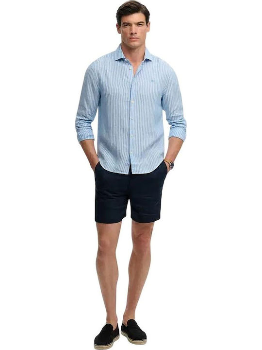 Classic Μακρυμάνικo Λινό Πουκάμισο Ριγέ Classic Blue Stripe