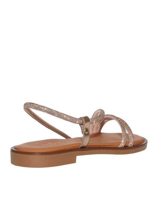 Leather Women's Flat Sandals Gold
