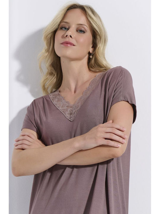Jeannette Lingerie Καλοκαιρινό Γυναικείο Νυχτικό Mocha