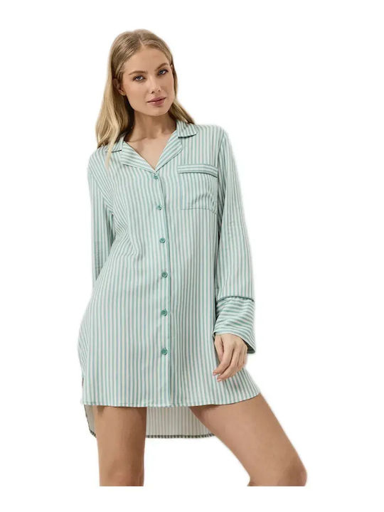 Aruelle Sommerliches Damen-Nachthemd Grün-Beige