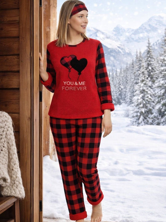 Asel Set De Pijamale Dama De Iarnă Roșii