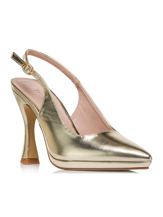 Spitze Zehe Pumps Gold