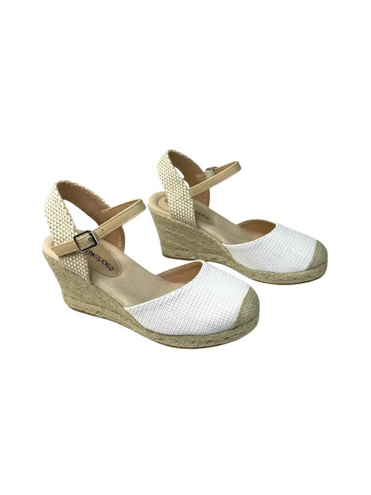 Anatomische Damenplattformen in Stil Espadrilles Weiß