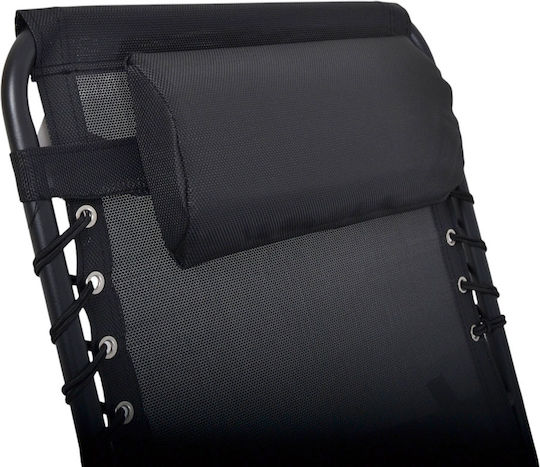 Ankor Beach Sunbed Black Foldable Metallic 190x60x35cm
