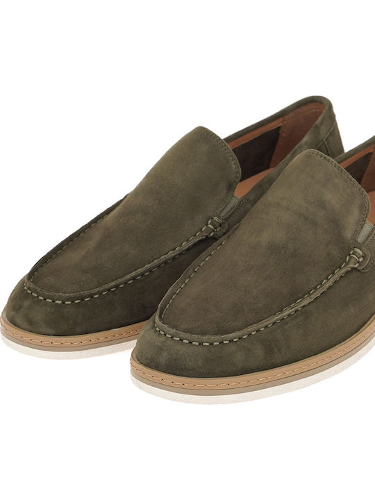 Suede Men's Loafers in Green Colour