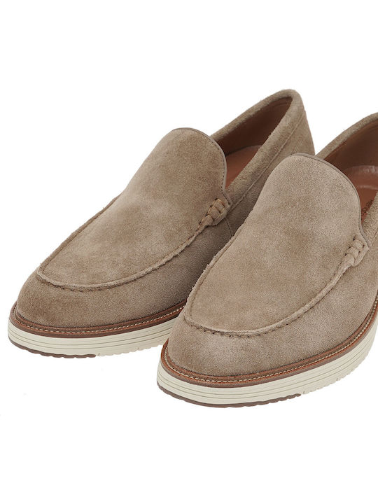 Suede Men's Loafers in Beige Colour