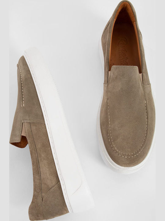 Suede Men's Loafers in Beige Colour