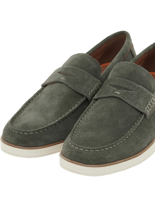 Suede Ανδρικά Loafers σε Πράσινο Χρώμα