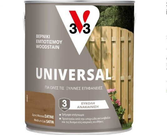 V33 Universal Wood Protector Βερνίκι Εμποτισμού Νερού Εξωτικό Μαόνι Σατινέ 2.5lt