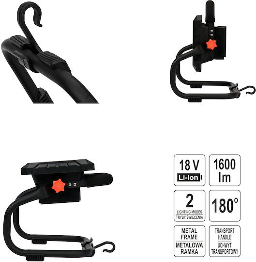 Yato Yato Arbeits- und Baustellenbeleuchtung Batterie LED IP65 mit Lichtstärke bis 1600 Lumen