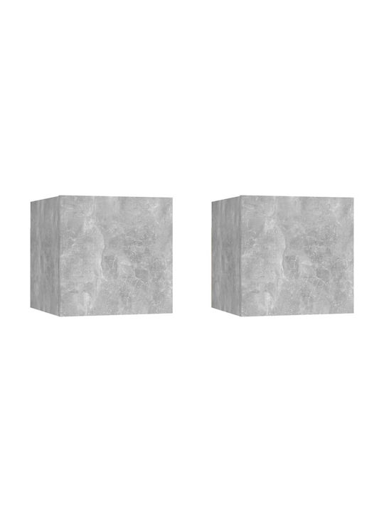Nachttische Holz Grau 2Stücke 30,5x30x30cm