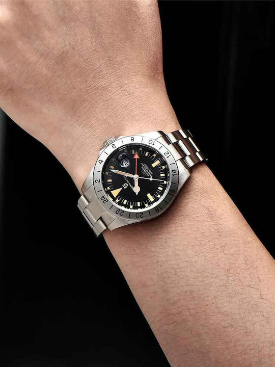 Pagani Design Ceas Barbatesc 42mm Automat cu Brățară din Metal Argintie