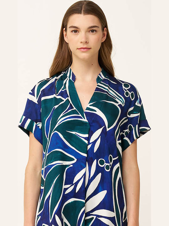 Sommer Damenkleid Blau Druck
