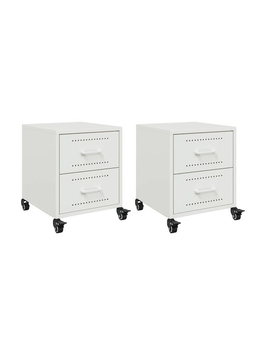 Metal Bedside Tables White 2 Pieces 36x39x43.5cm