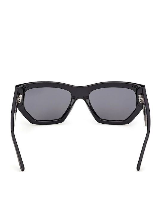 Guess Women's Sunglasses with Black Horn-Rimmed Frame and Grey Lens