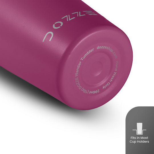 Dozze Ποτήρι Θερμός Ανοξείδωτο / Πλαστικό BPA Free 296ml Ροζ με Καλαμάκι