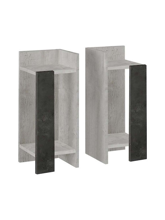 Elos Wooden Bedside Tables 2pcs Λευκό Αντικέ / Γκρι Ρετρό 25x27x60cm