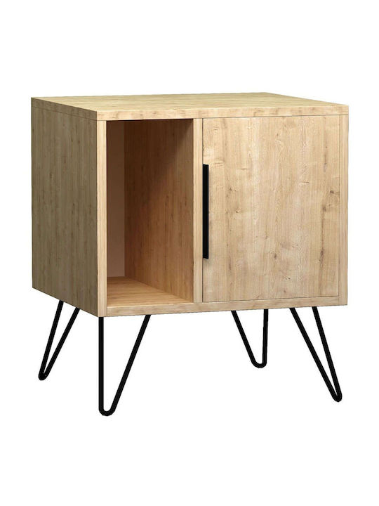 Glynn Wooden Bedside Table with Metallic Legs 50.2x44.6x58cm