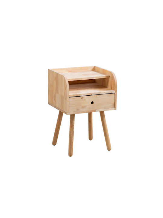 Bedside Table from Solid Wood Beige 45x40x67cm